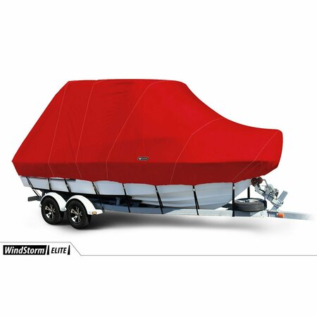 EEVELLE Boat Cover BAY BOAT Rounded Bow, Center Console, TTop, Outboard Fits 32ft 6in L up to 120in W Red SBBCCTT32120B-JYR